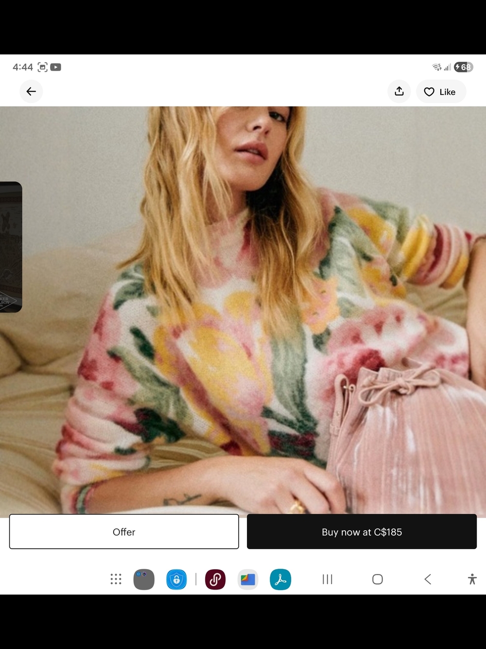 Floral Tie-Dye Crewneck Sweater - Pink/Yellow/Green